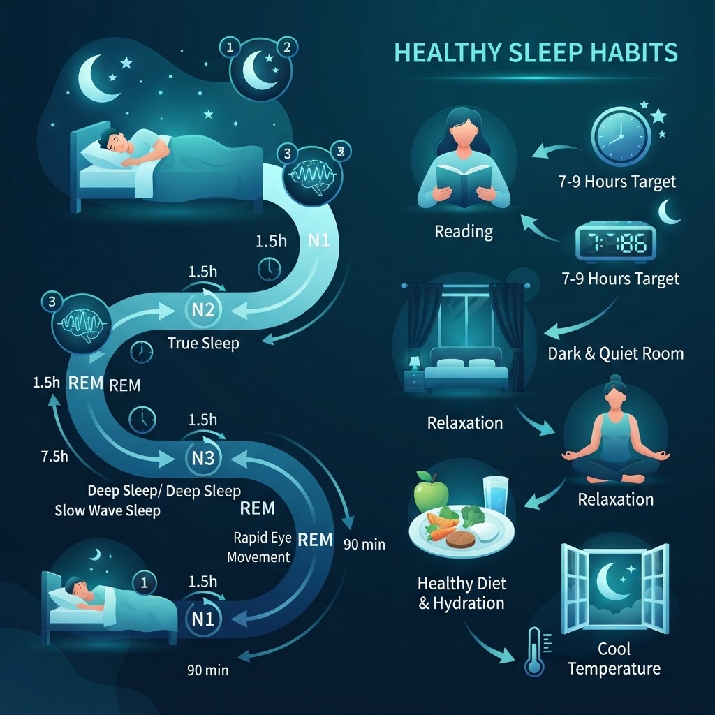 Sleep cycle stages and healthy sleep habits